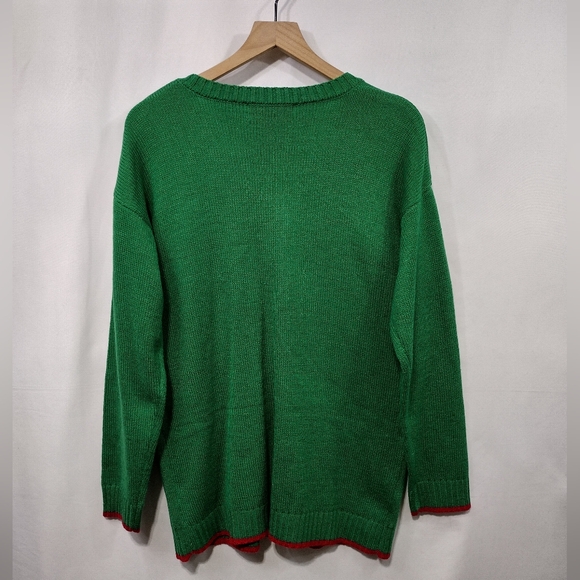 Ugly Christmas Reindeer Sweater Women's XL Green Holiday Winter Cozy Warm - Picture 5 of 8